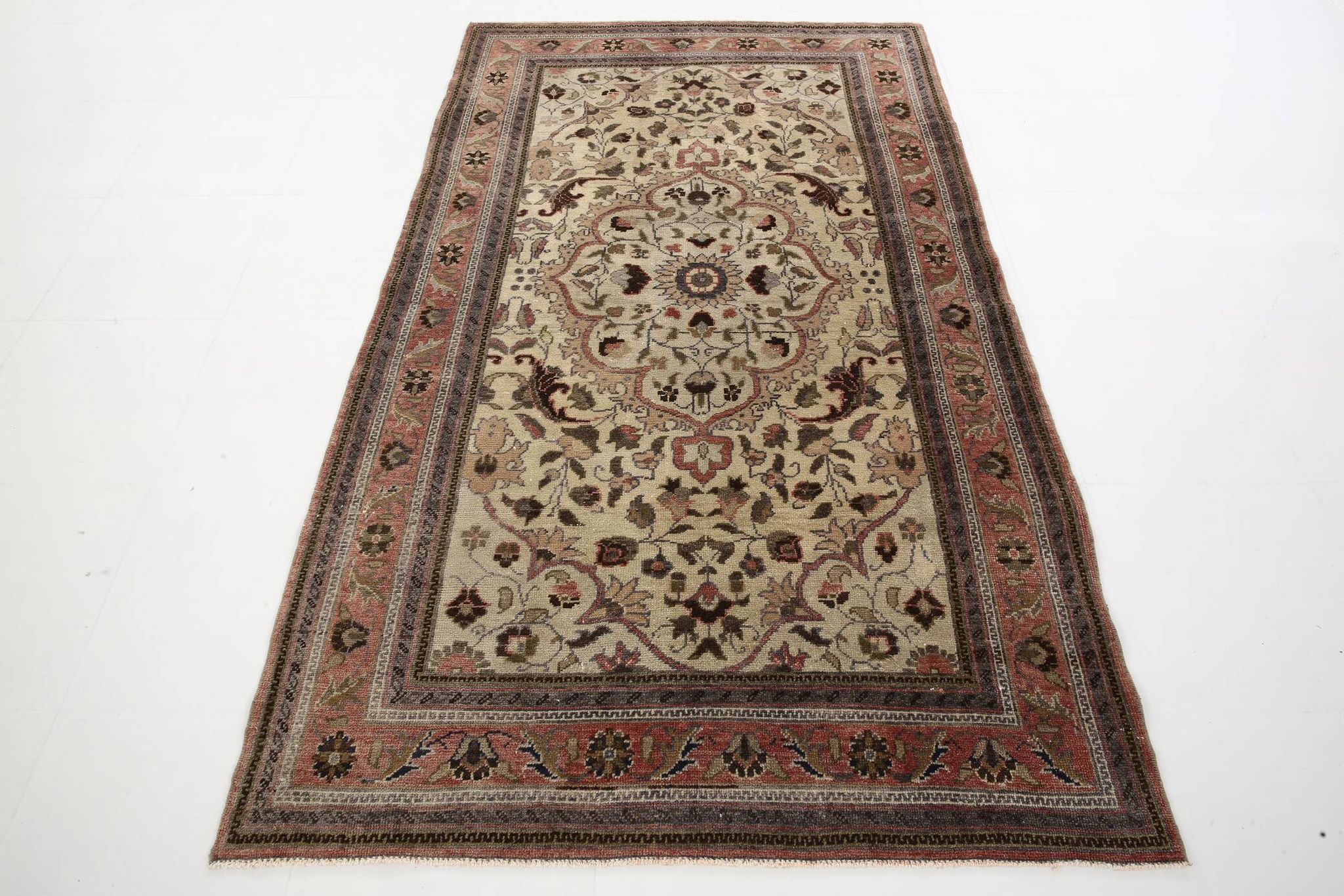 4x7 Brown Floral Vintage Persian Rug, 130x215Cm SK 2606