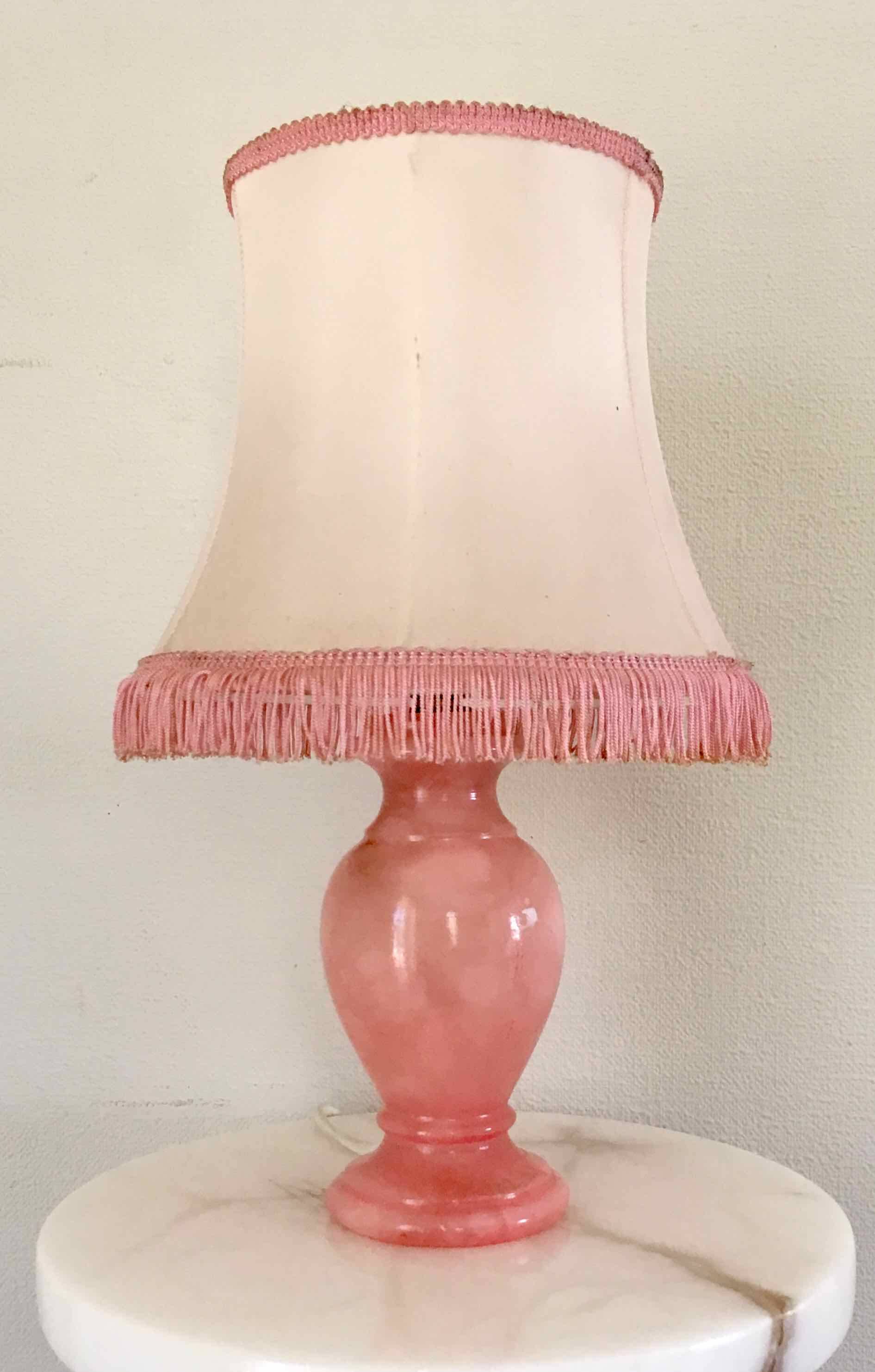 Vintage pink alabaster bedside lamp