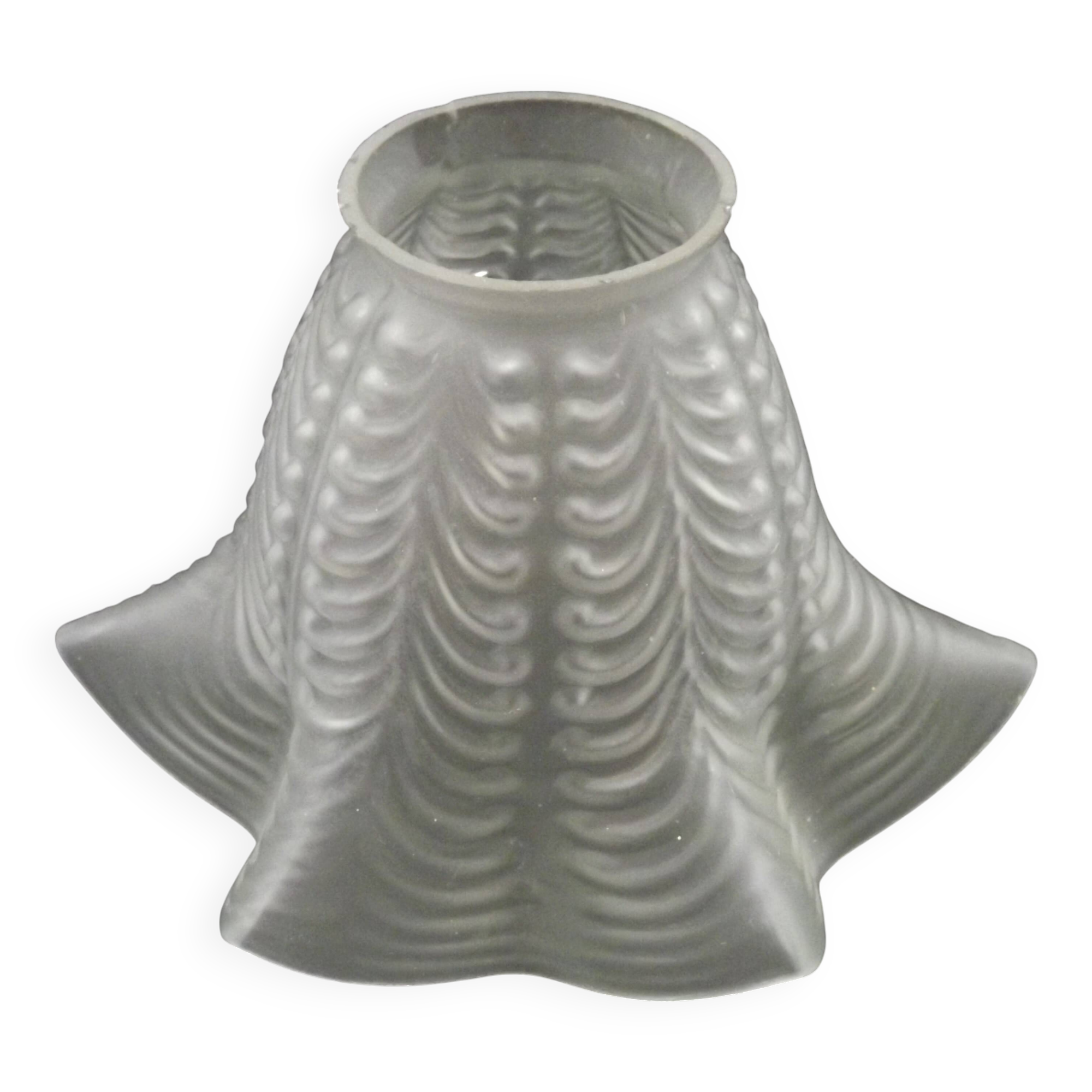 Replacement lampshade in vintage French opaque white glass with fluted edge 0183
