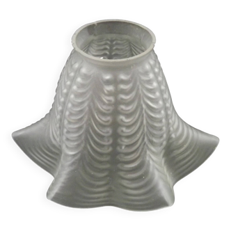 French Vintage White Opaque Glass Replacement Shade With Frilled Edge 0183