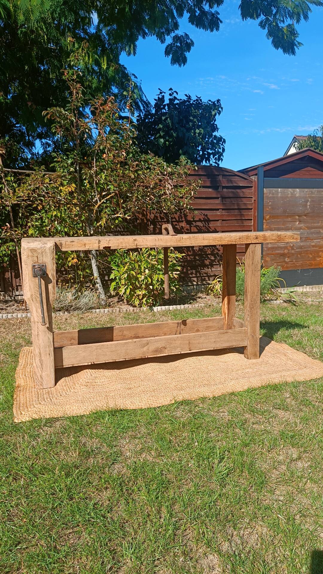 Old workshop bench in solid oak