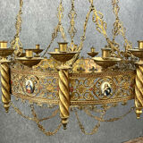 Gotique church chandelier in gilded bronze dating from the 19th century