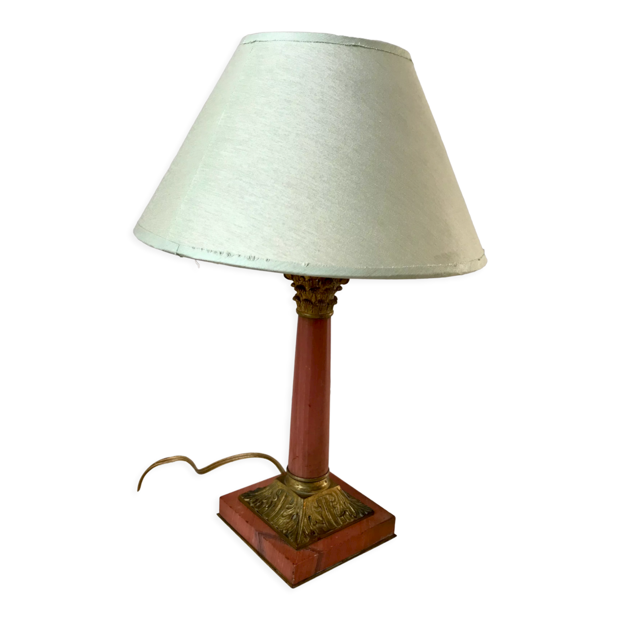 Pink lamp in marble and bronze years 30-40