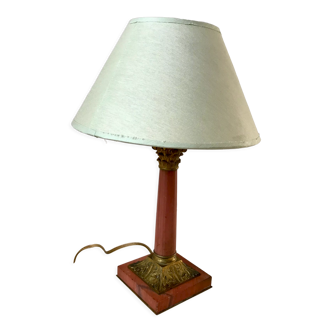 Lampe rose en marbre et bronze années 30-40