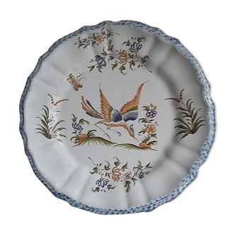 Decorative plate Moustiers animal and floral décor