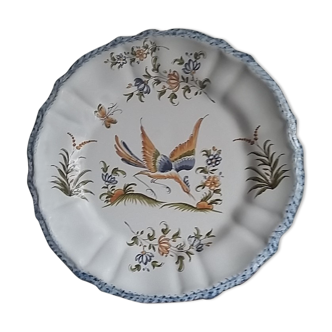 Assiette décorative Moustiers décor animalier et floral