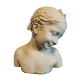 Bust "the laughing" after Jean-Baptiste Pigalle in white composite