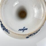 Pexonne iron earth compote dish, blue bird motif, late 19th century