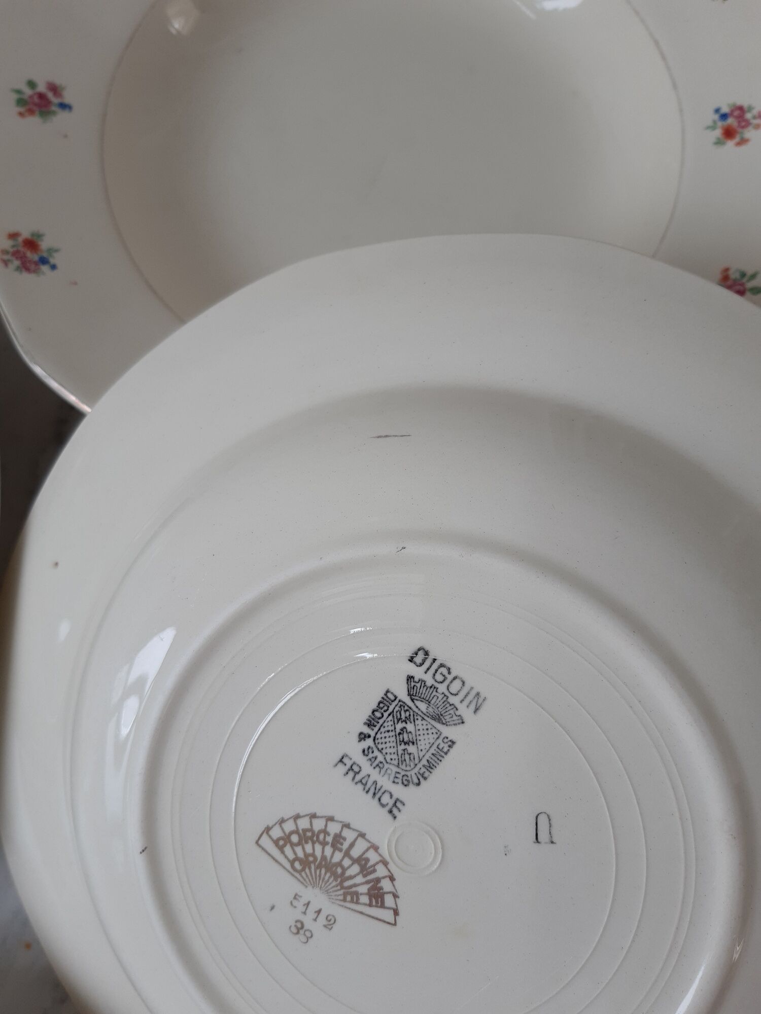 Lot de 6 assiettes creuses Digoin Gien années 30
