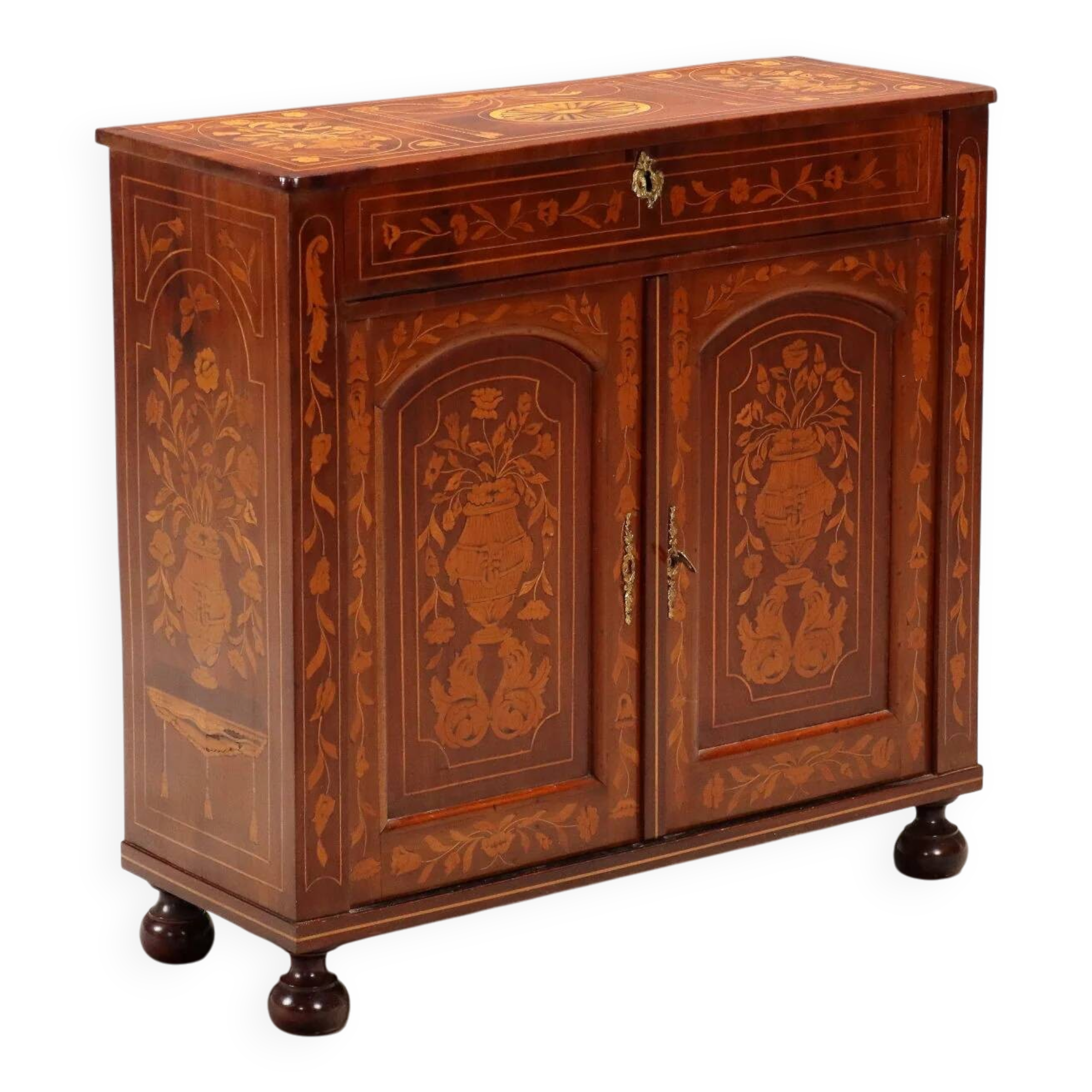 Antique mahogany sideboard with oak inlays, late 19th century.