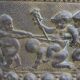 Porte-parapluie en cuivre à décor en repoussé cherubin putti angelot, dinanderie xix ème siècle