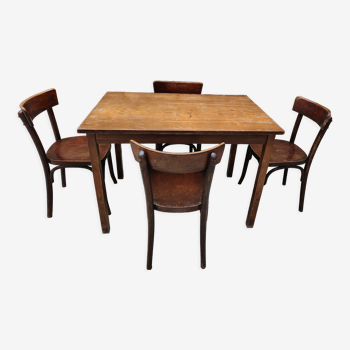 Set table and 4 chairs bistrot