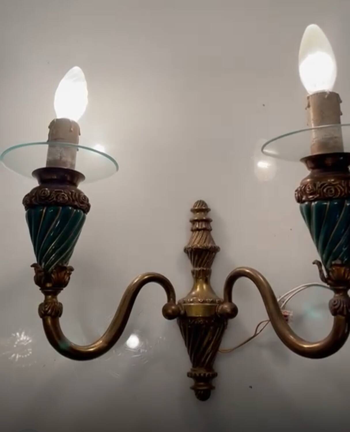 Bronze Ceramic Sconces Set of 2 1950’s