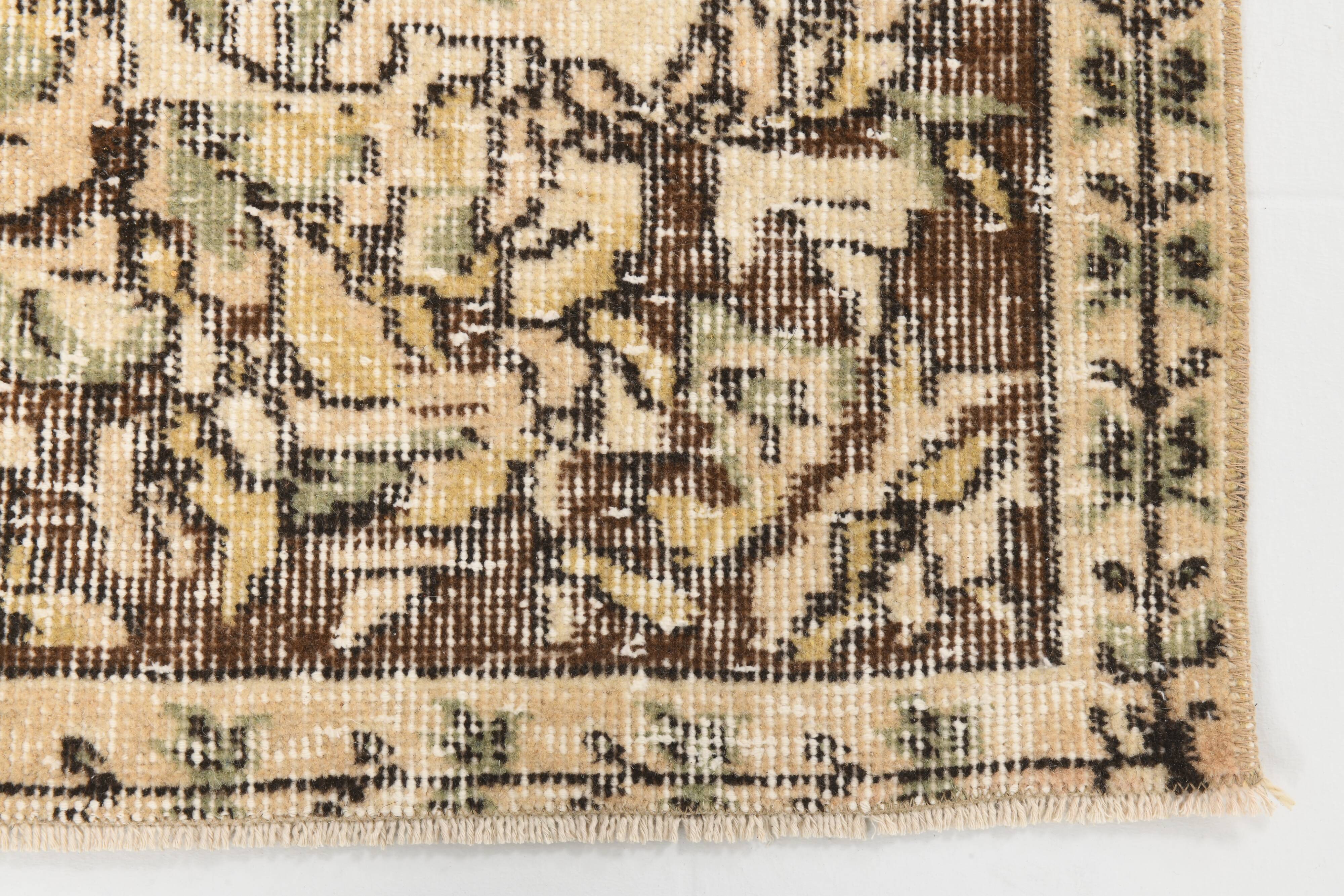 5x9 Cream & Brown Turkish Vintage Rug 162x260Cm SK 24779