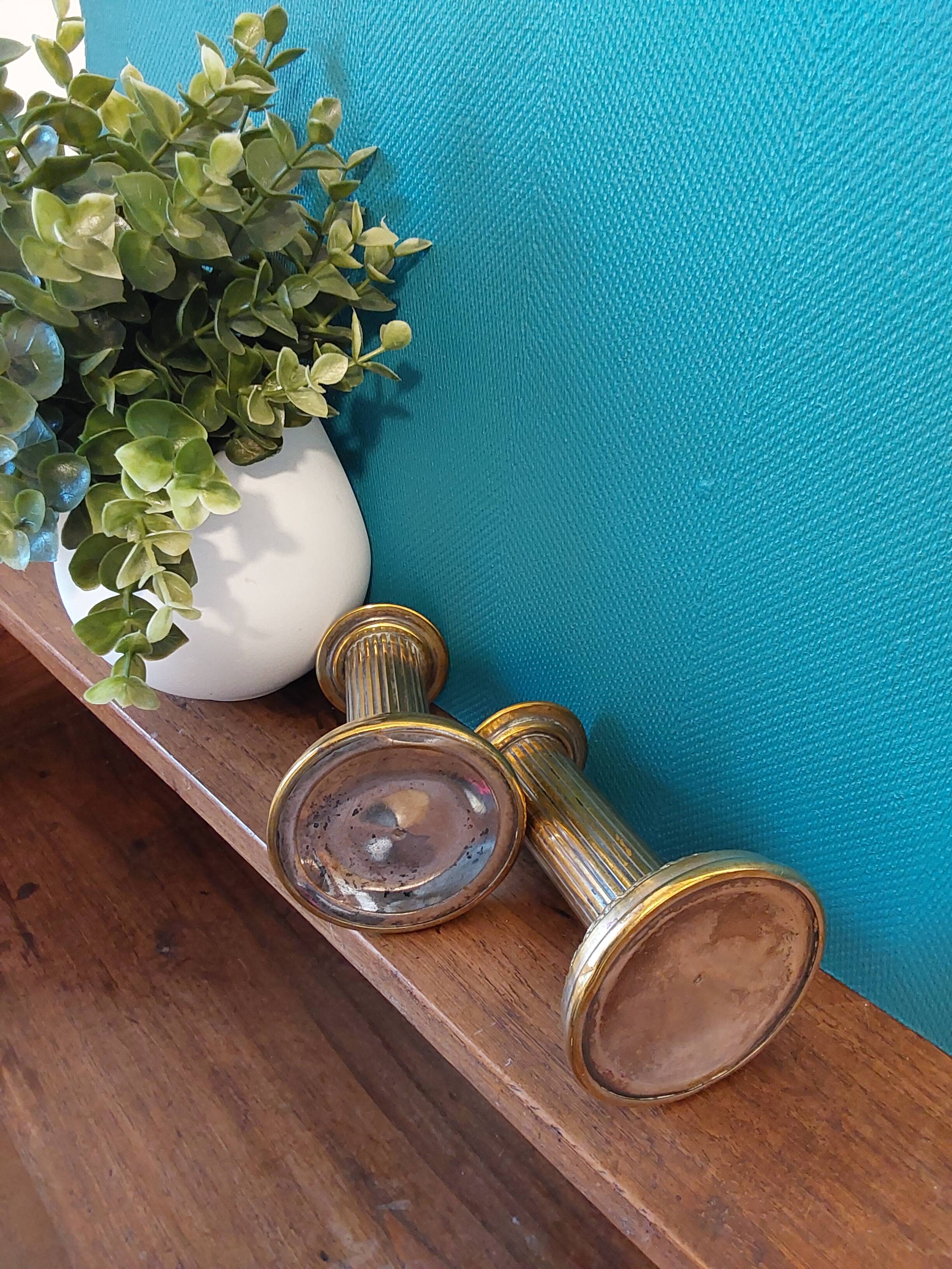 Louis XVI style brass candle holders