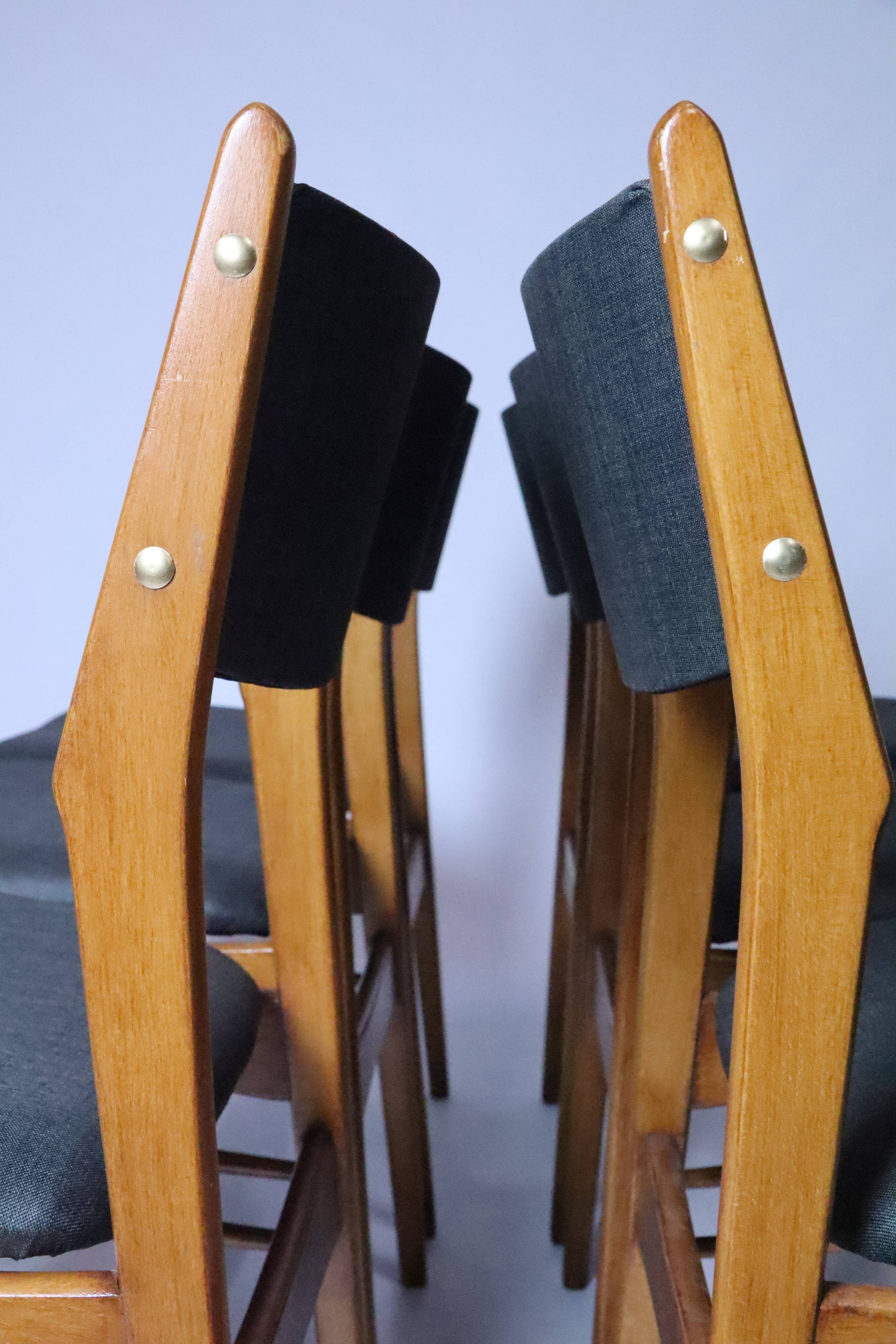 Lot de 6 chaises scandinaves pour salle à manger, tissu gris acier, facile d'entretien