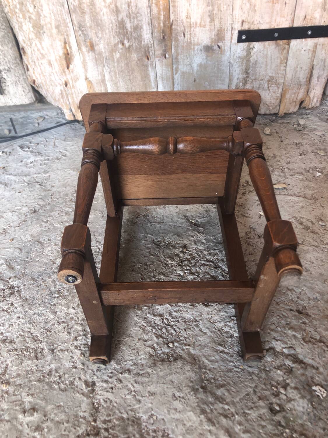 Old vintage raw wood lorraine chair