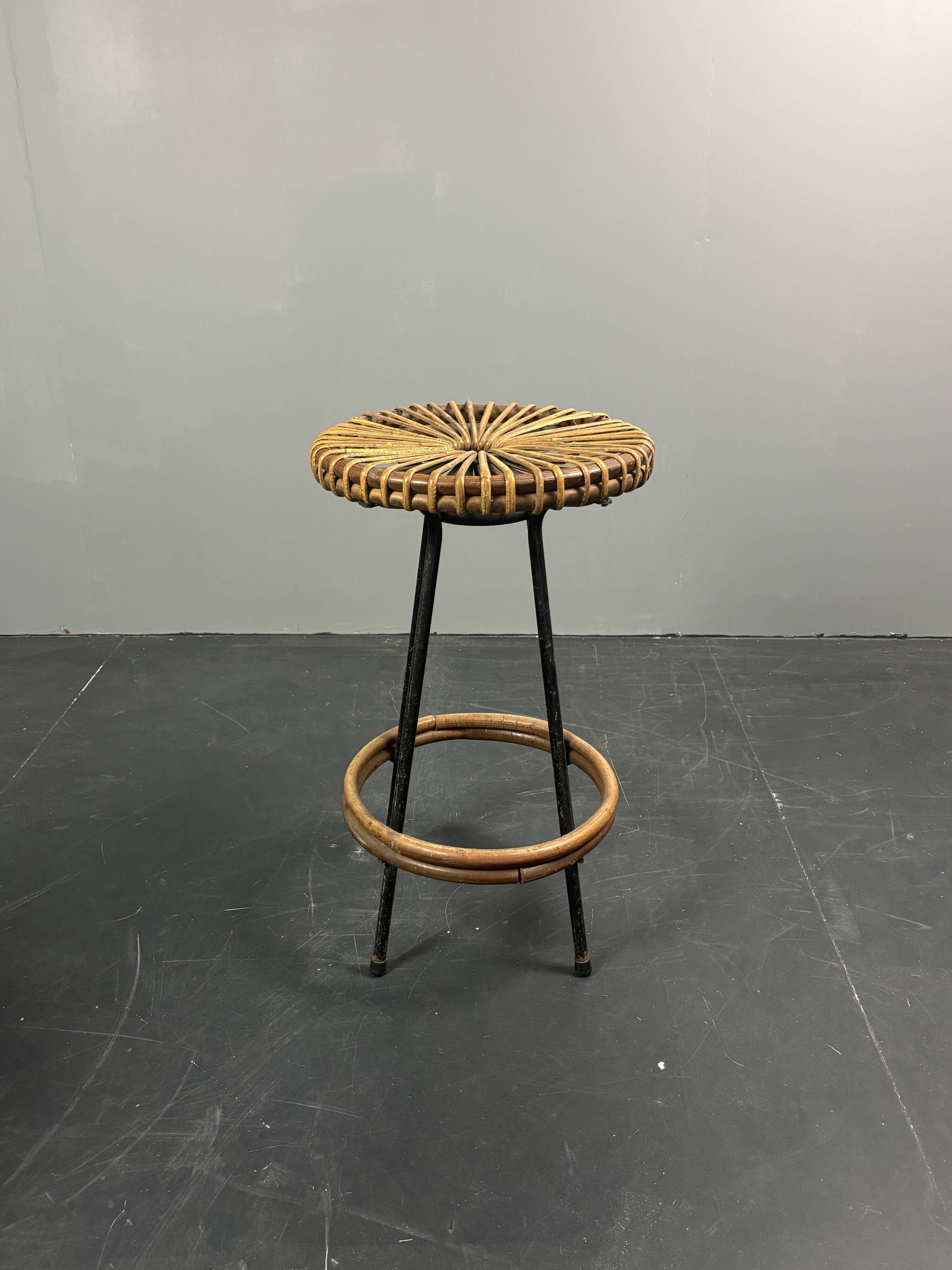 Midcentury Dutch rattan bamboo bar stools by Rohé Noordwolde, 1950s