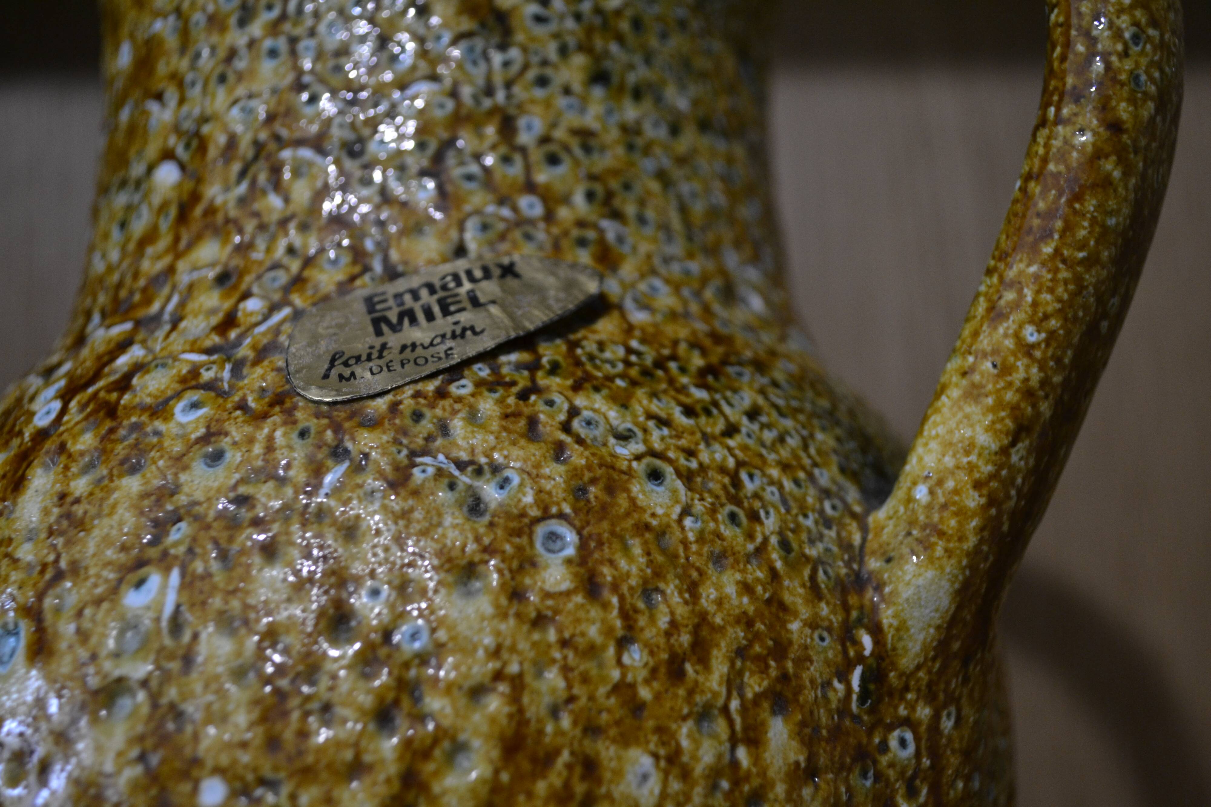 Handmade honey enamel pitcher