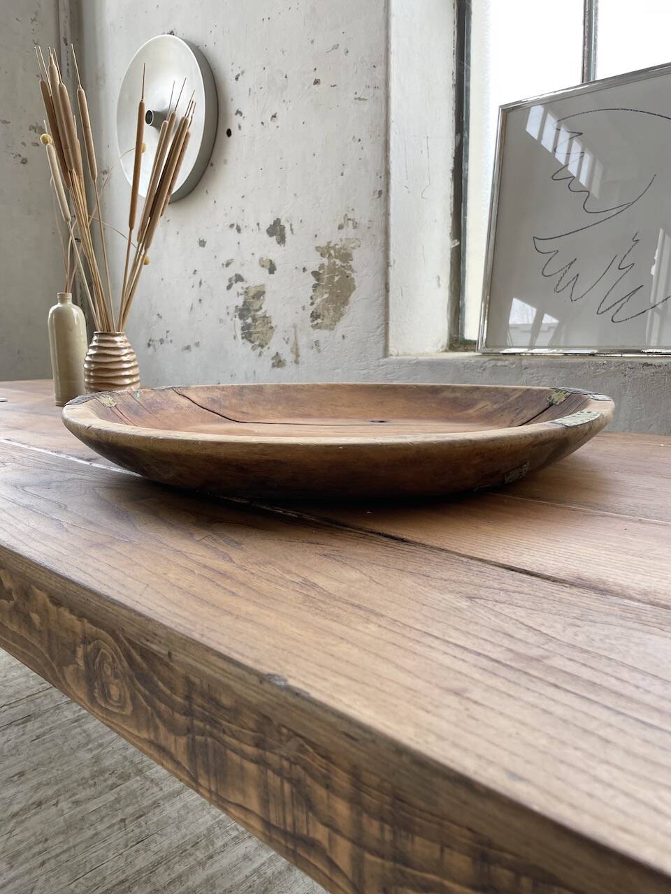 XL round wooden Tuareg dish