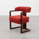 Art Deco red Reupholstered Chair, Belgium ca. 1920