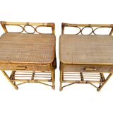 Paire de table de nuit en rotin Italie 70’s