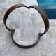 Vintage 1970s organic wood glass round coffee table