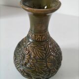 Small glazed vase with raised floral decoration