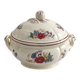 Sarreguemines Agreste soup tureen, antique French earthenware with lid.