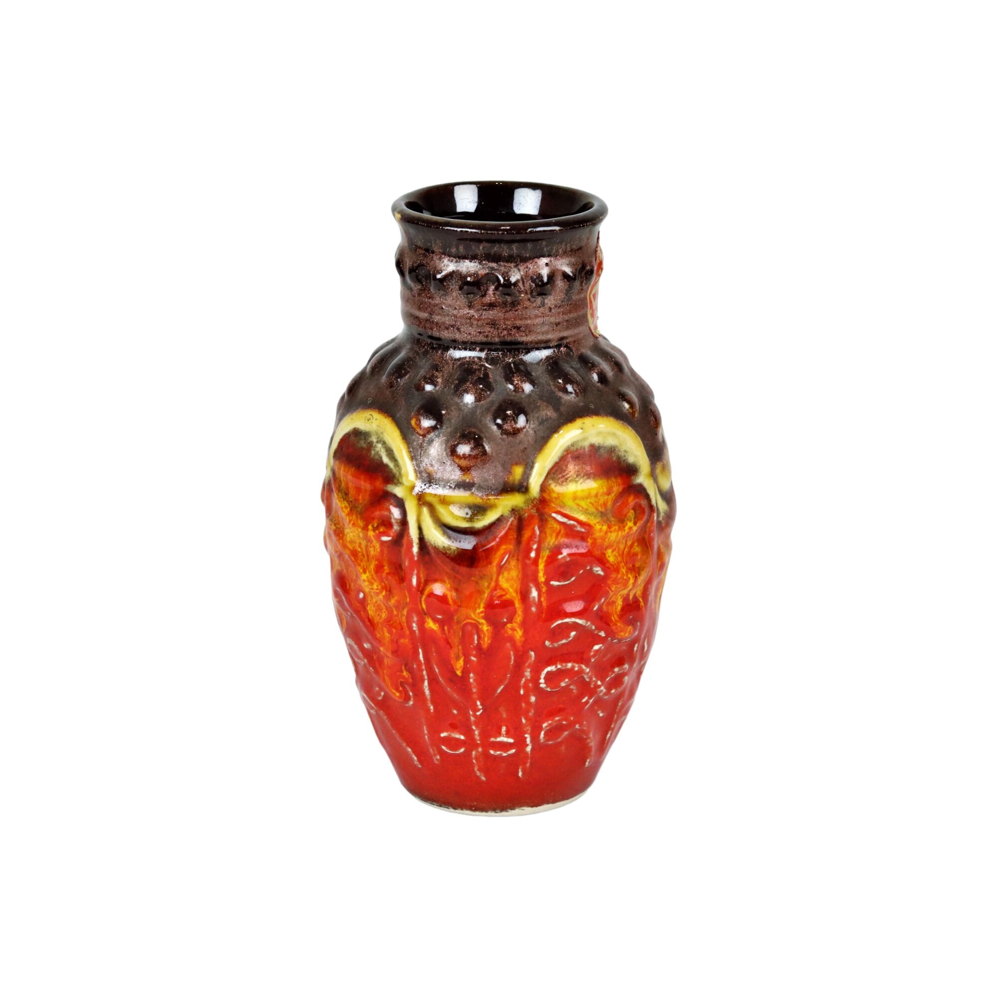 Flamed Fat Lava Vase West Germany Bay Red Orange 98-17