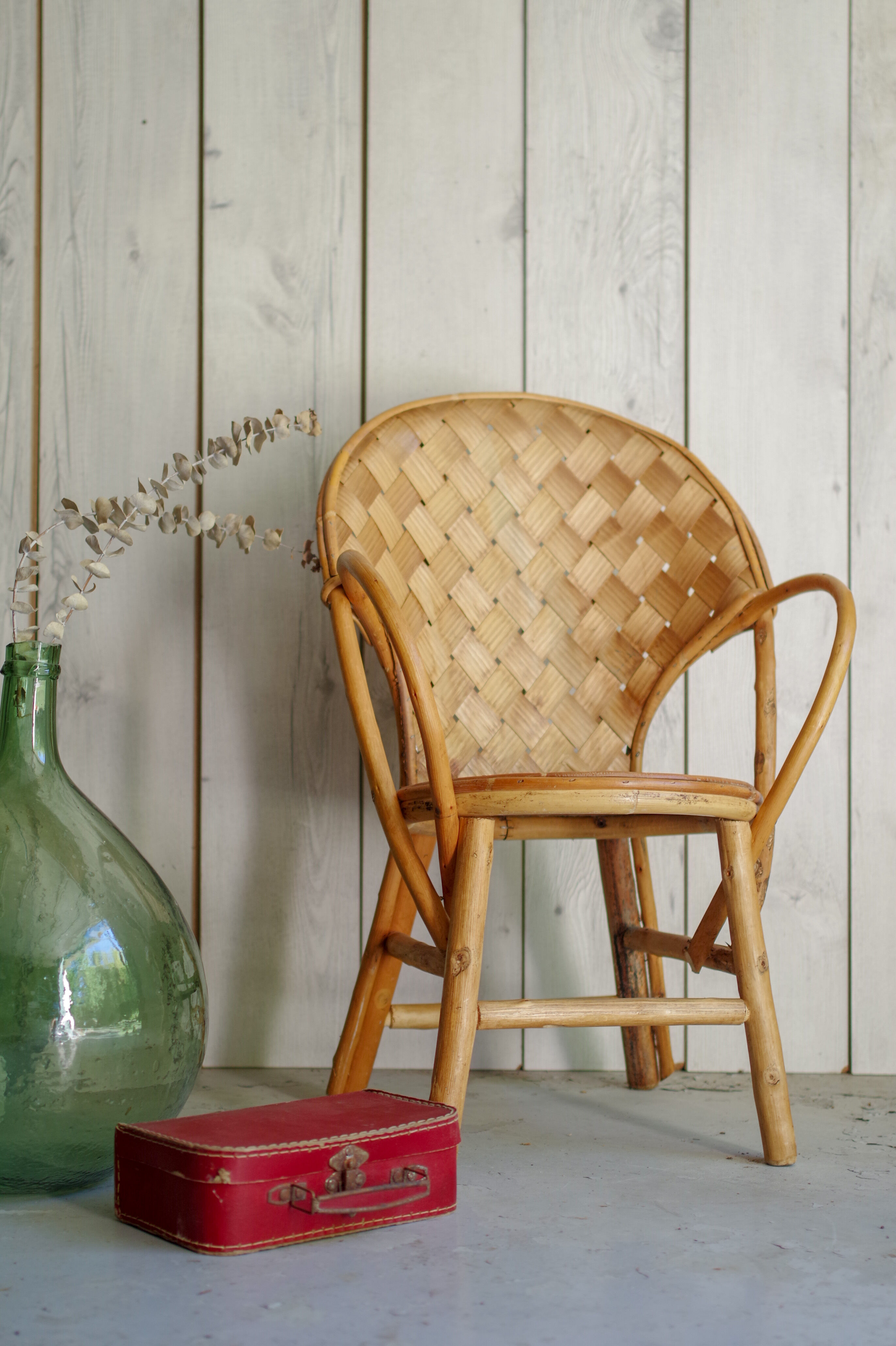 Vintage child armchair in chestnut wood