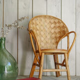 Vintage child armchair in chestnut wood