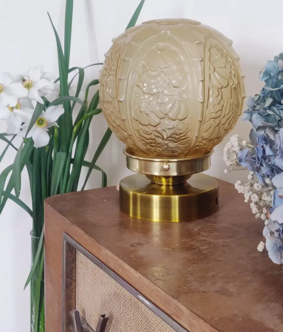 Table ball lamp globe art deco amber