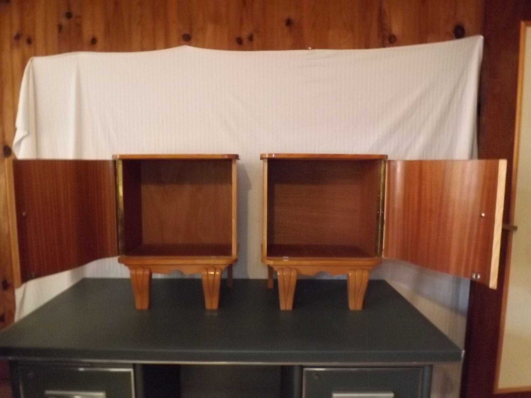 Pair of bedside lemon tree and brass