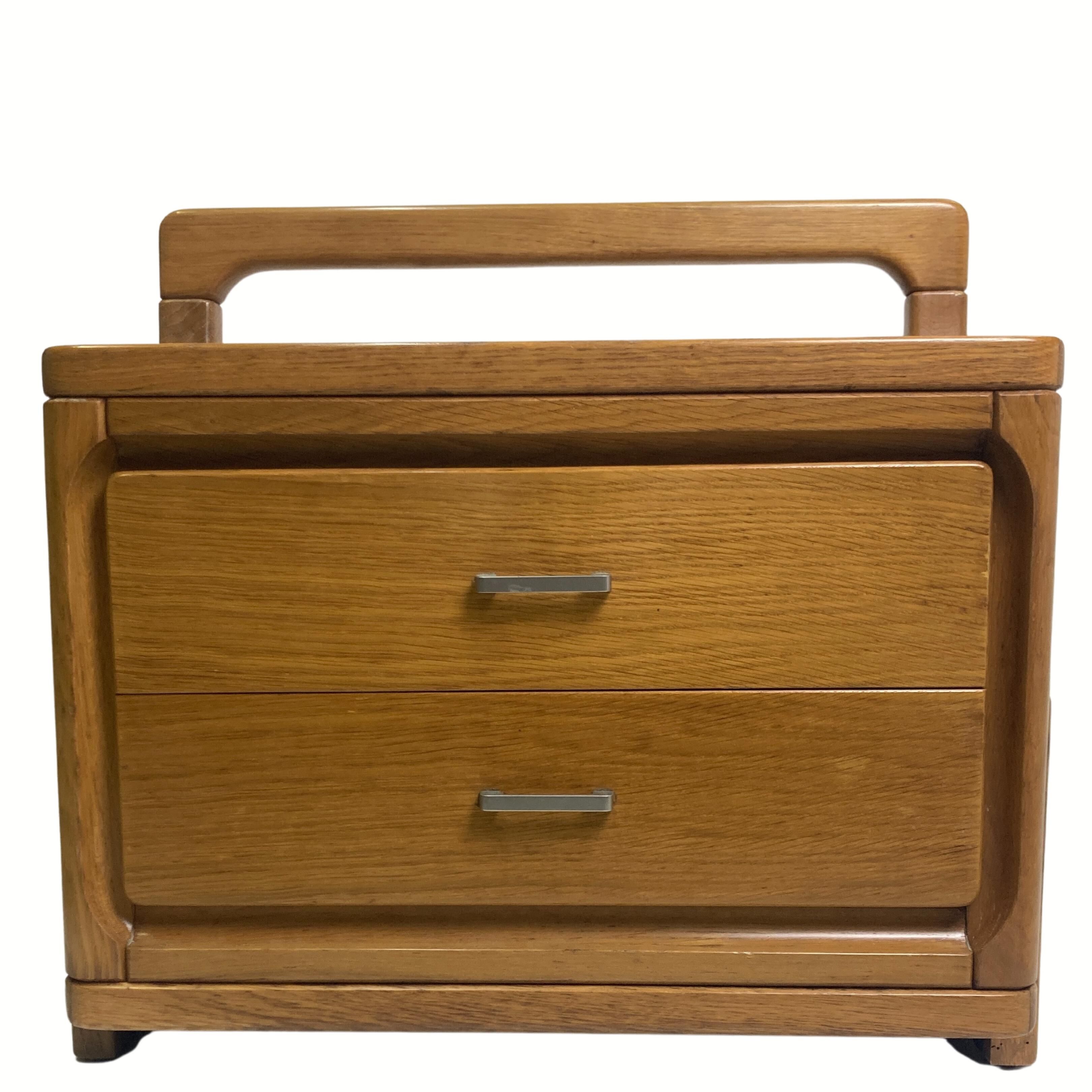 Danish scandinavian oak curved free form night stands or side tables, 1970s