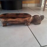 Foot rest in solid wood, dog form