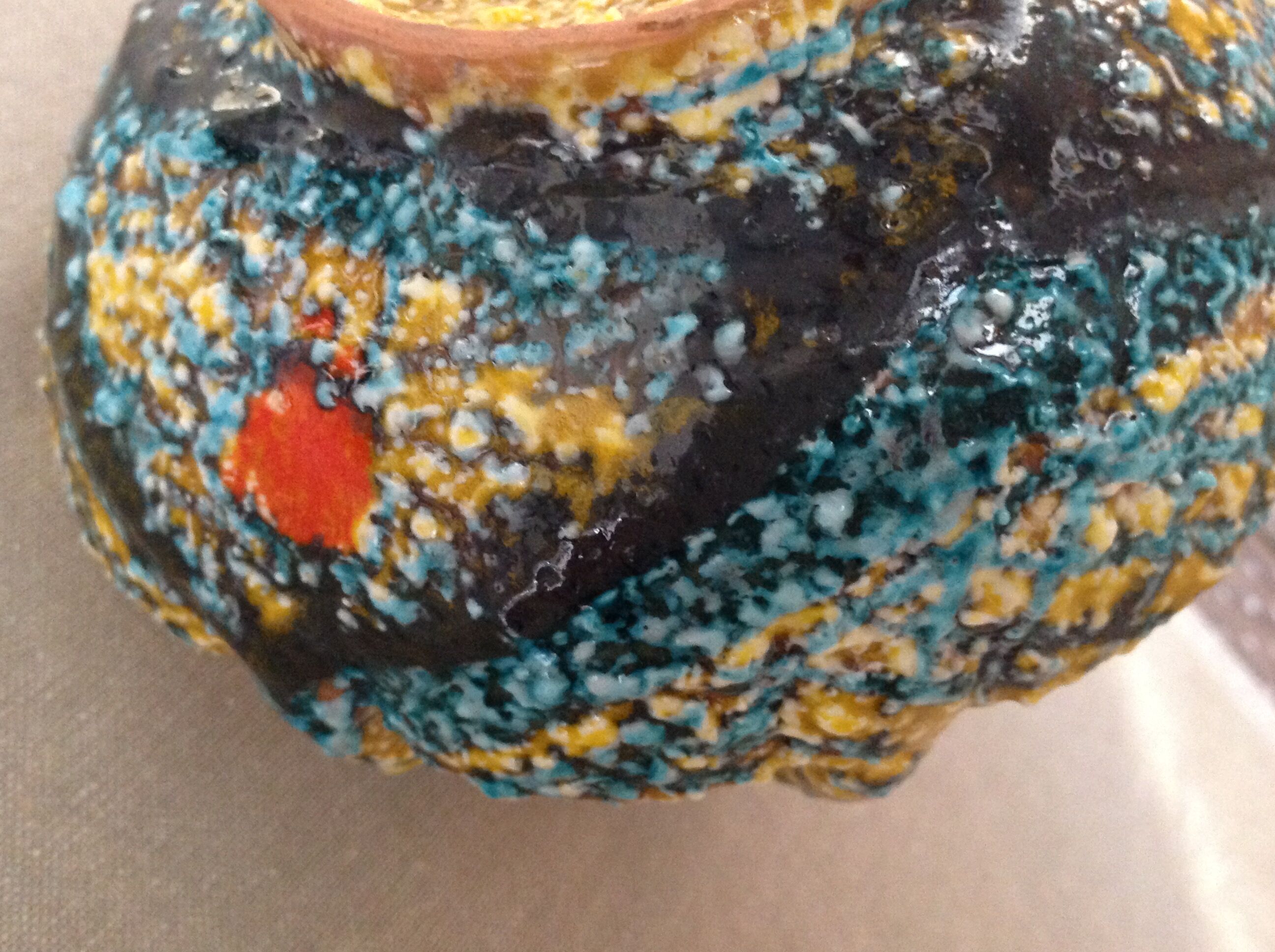 Cup in Fat Lava-style polychrome ceramics