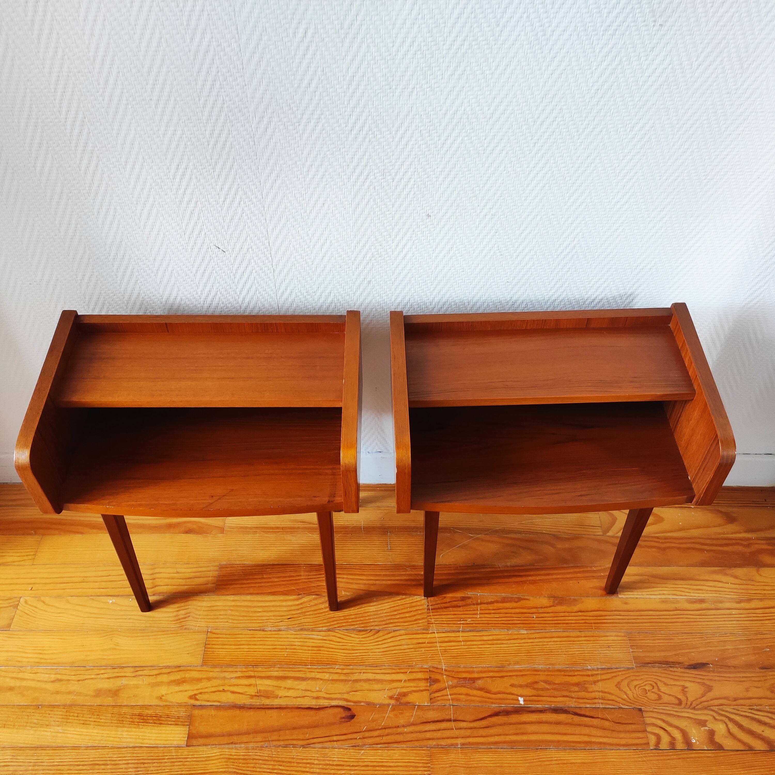 Pair of vintage Scandinavian bedside tables from the 1960s