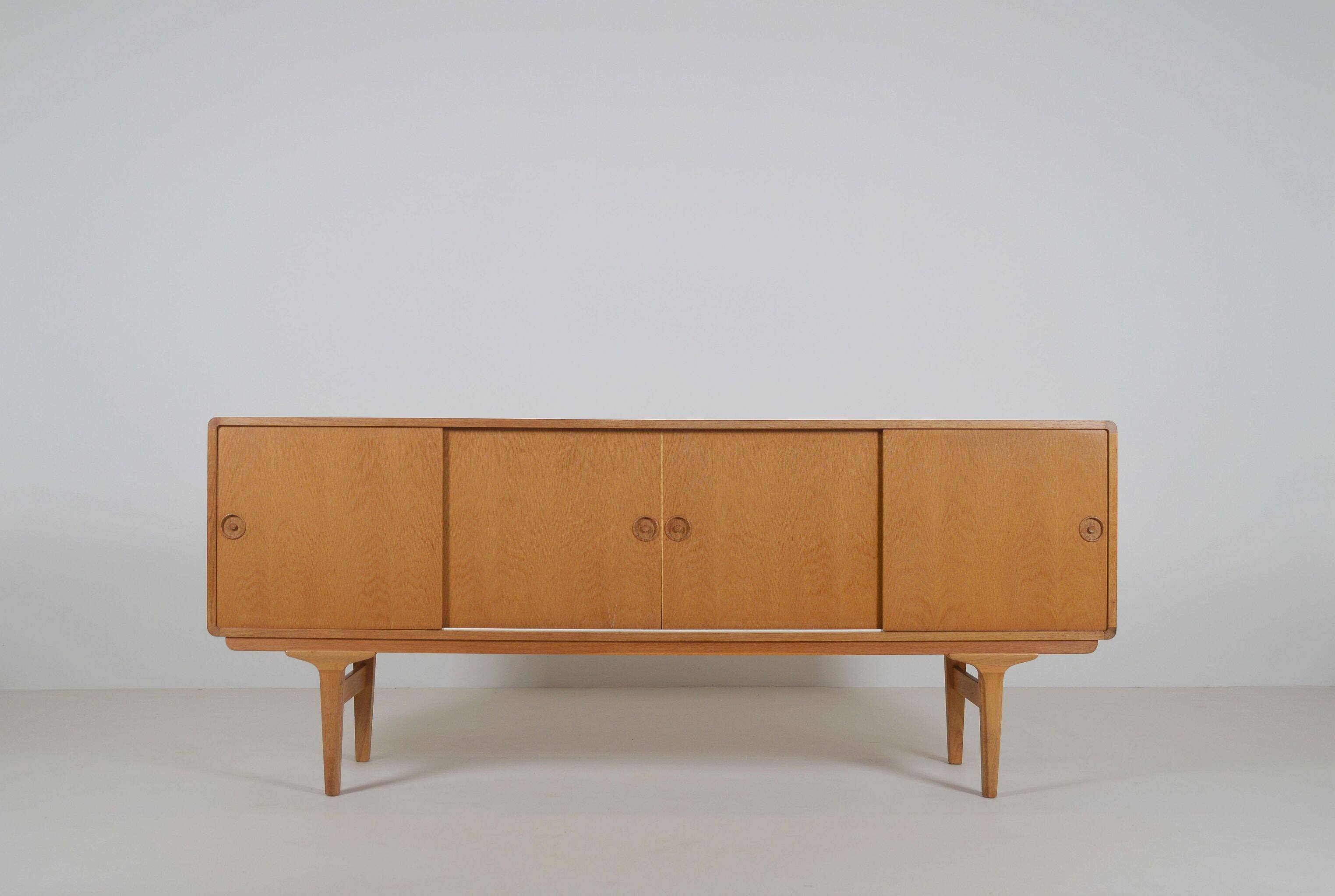 Danish minimalist sideboard in light oak, 1960s