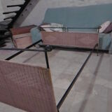 Black metal and rattan bed frame
