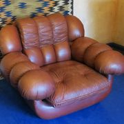 Large Italian leather lounge chair after Rino Maturi, 1970s