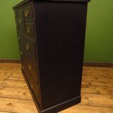 Substantial antique painted black chest of drawers