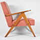 Original vintage armchair compas, restored, 1960s, velvet, pink