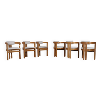Chaises de salle à manger Pigreco par Afra & Tobia Scarpa avec cadres en bois courbé, ensemble de S