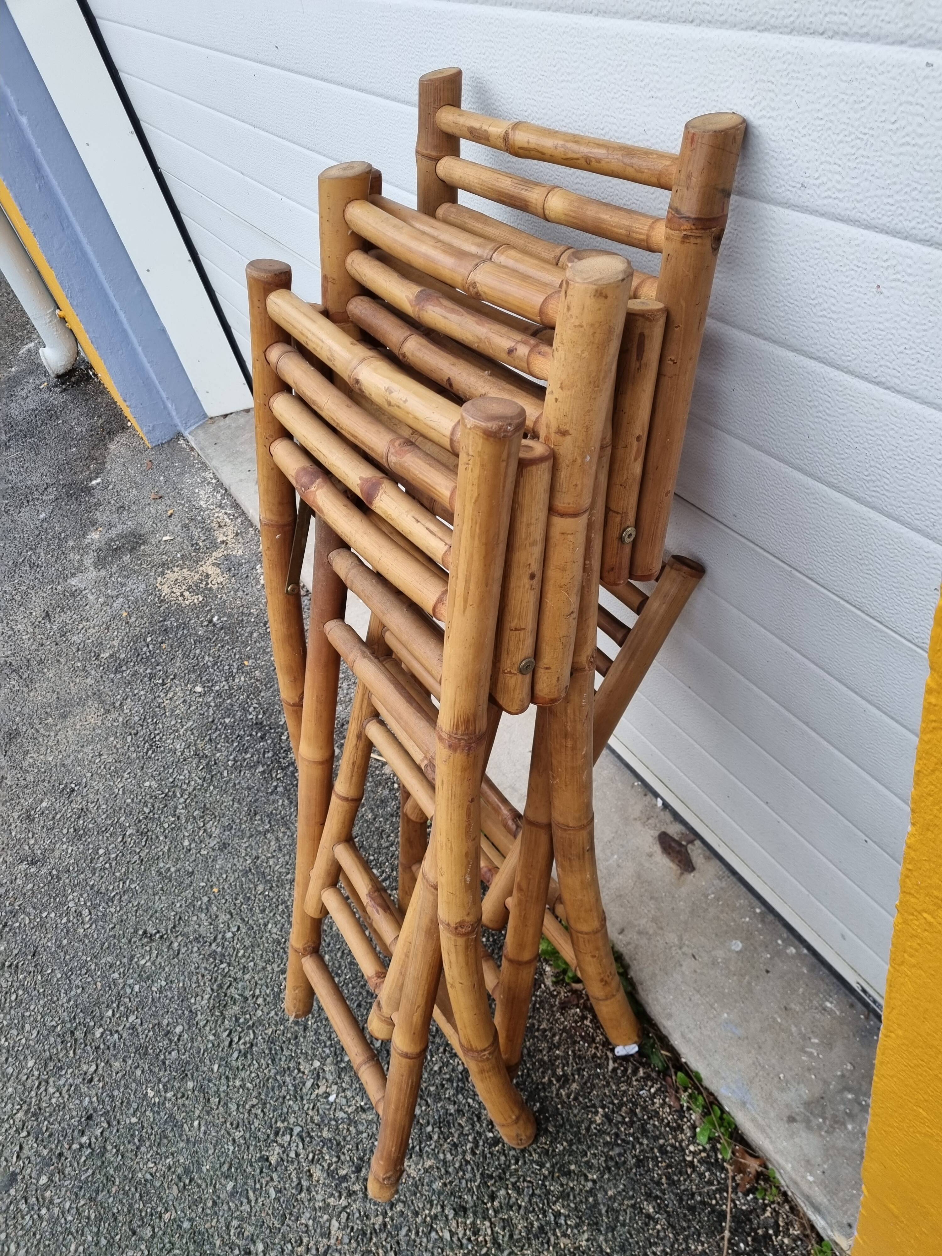 2 bamboo rattan stools from 1980