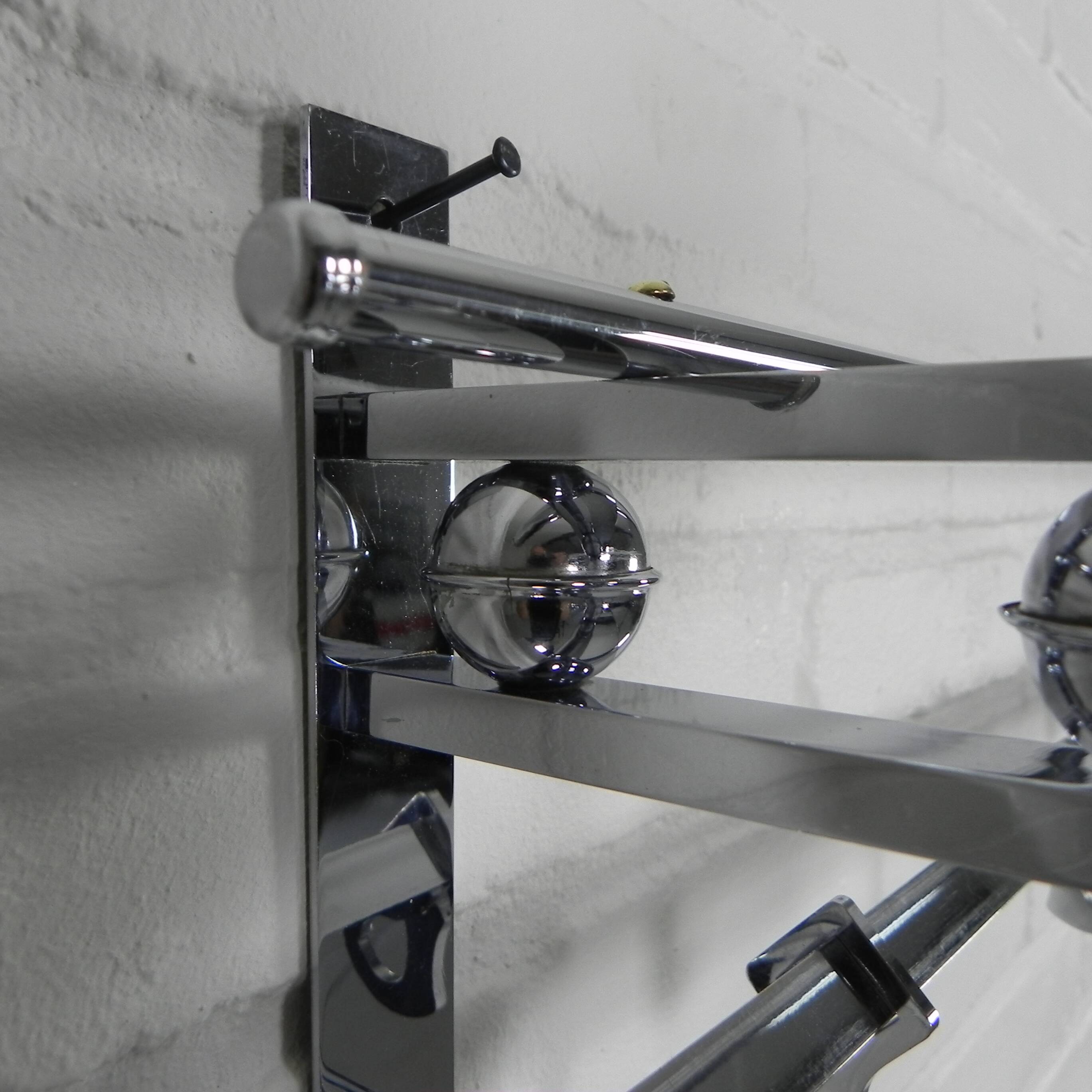 Art Deco wall coat rack with 6 hooks, 1930s