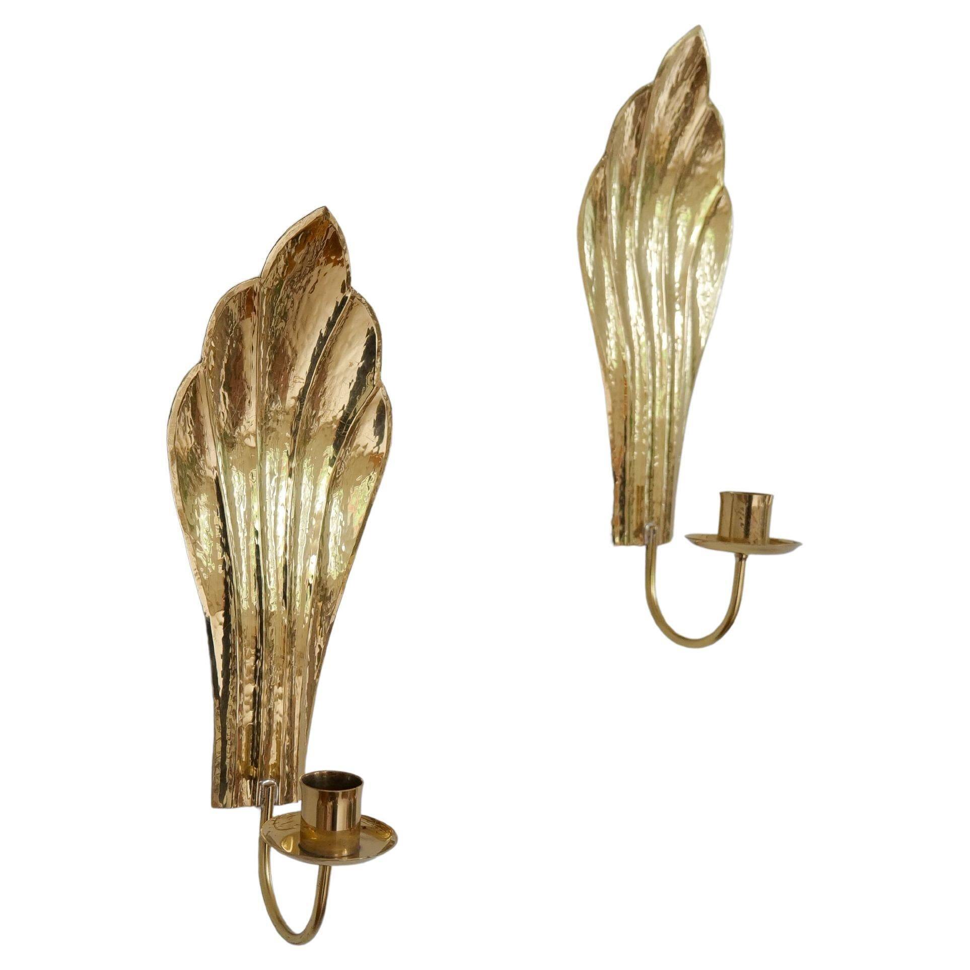 Bougeoirs Muraux en Laiton Holmström, Arvika, Suède, Années 1950