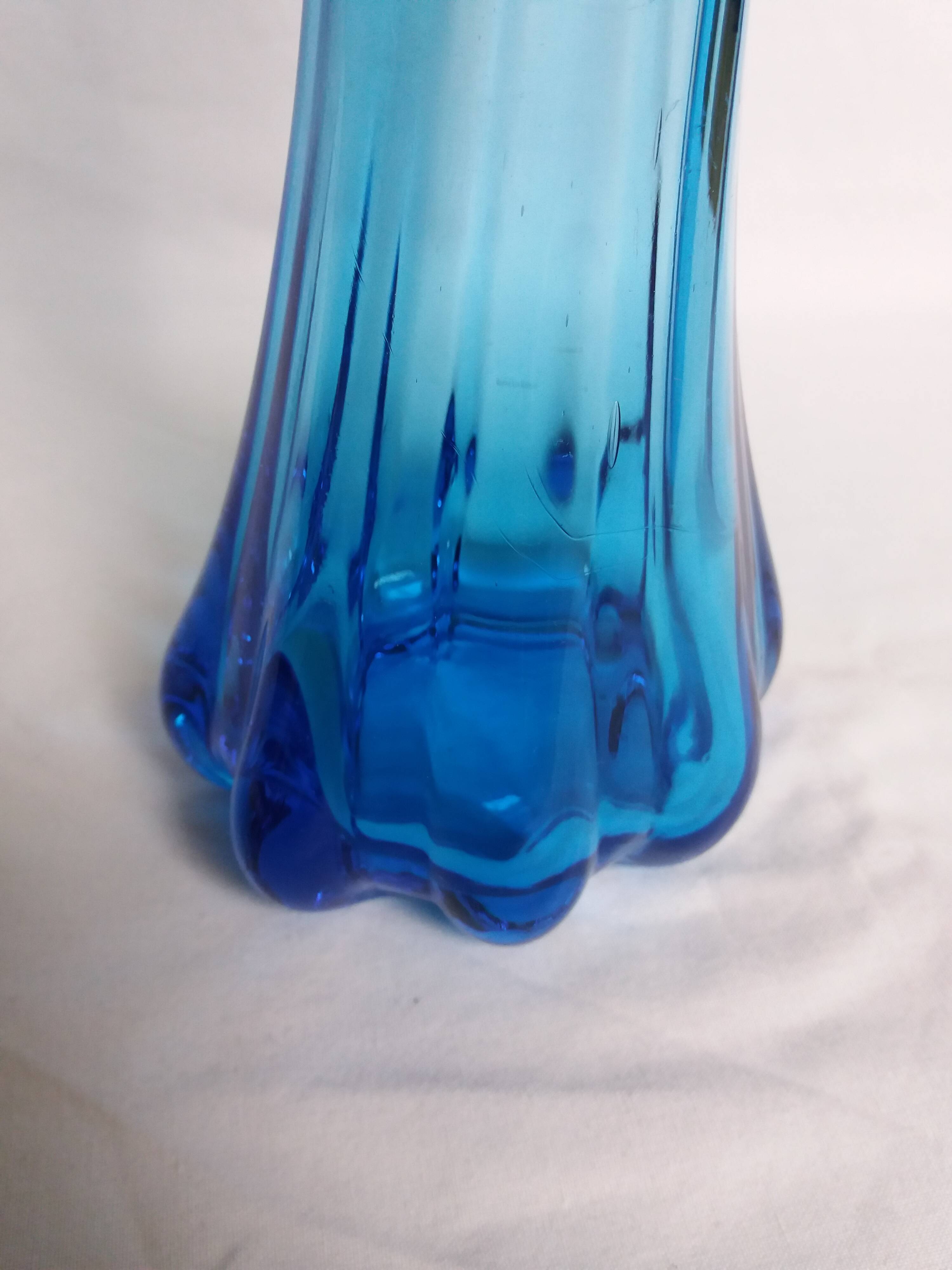 Turquoise blue blown glass vase