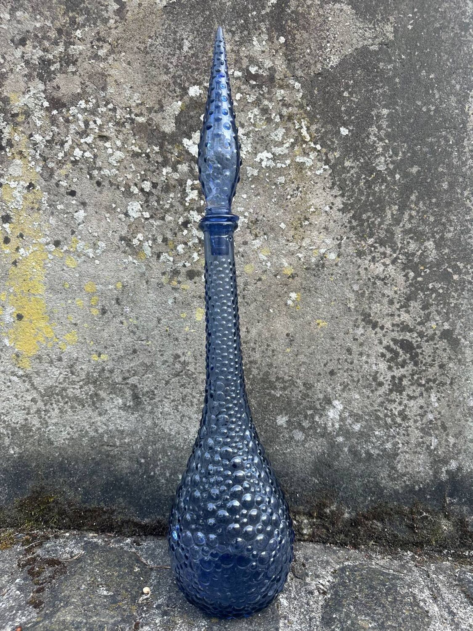 Carafe empoli violet mauve petits bulles hobnail