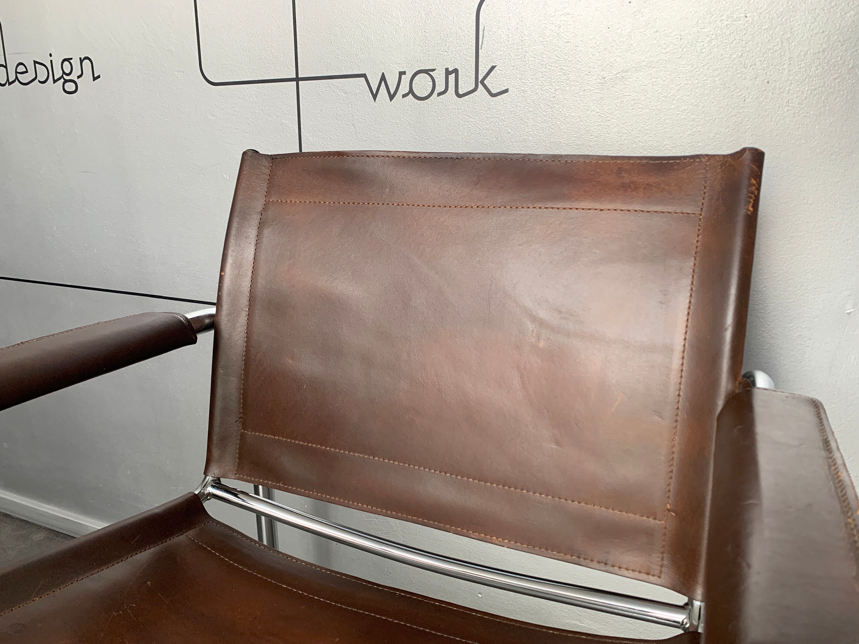 'Klinte' armchair for Ikea, chrome & leather design Tord Bjorklund 1970s chair